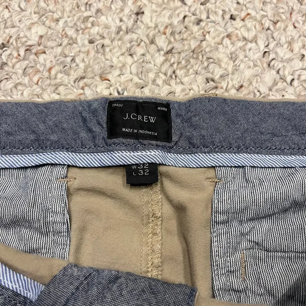 J Crew 484 Slim Flex Chino Pant Mens 32x32 Khaki Preppy Classic Casual Academia
